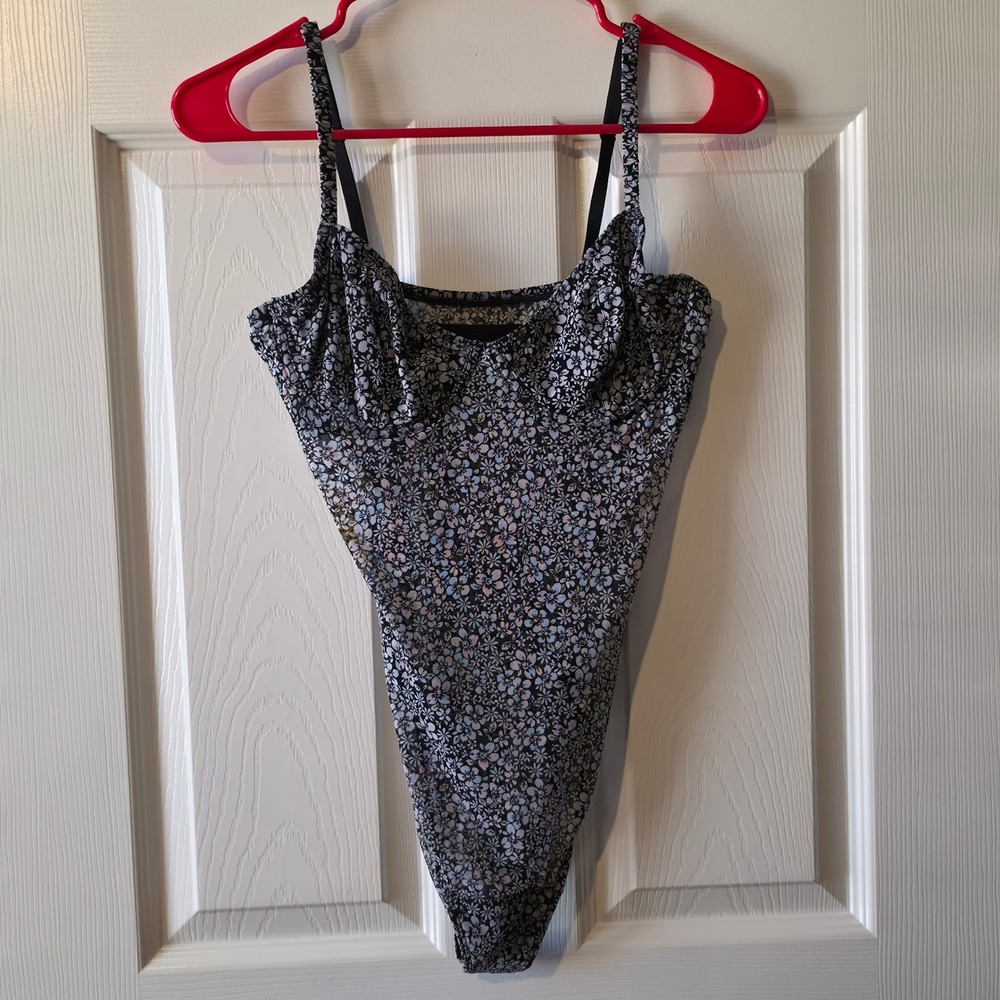 Gilly Hicks Vintage Style Sheer Mesh Floral Bodysuit Corset
